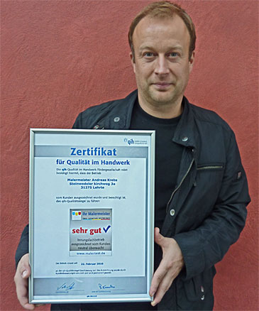 qih Zertifikat für Malermeister Krebs aus Lehrte-Immensen